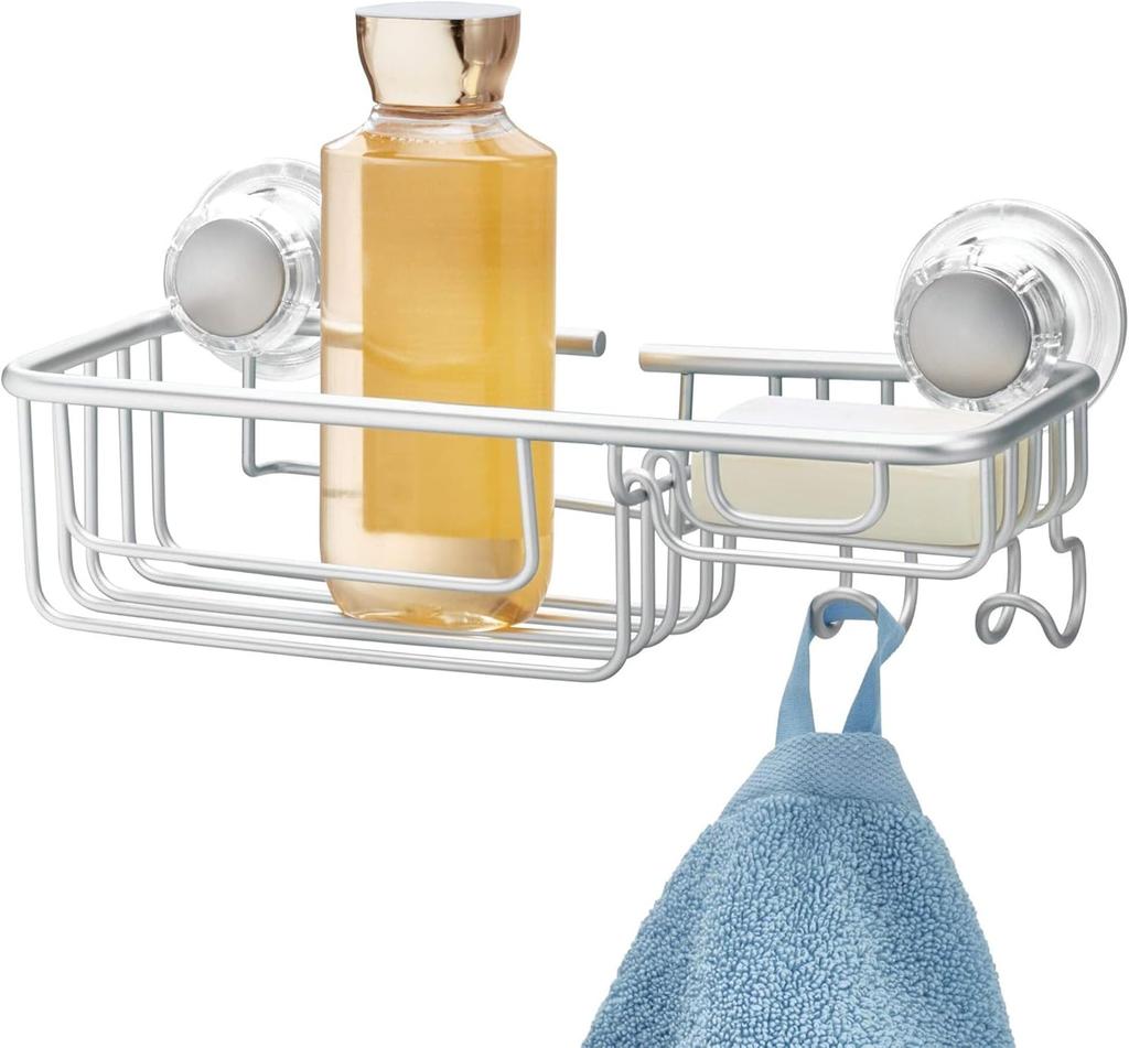 InterDesign Shower Rack for Suction 20710EJ Bath, Bathroom, Rust-Resistant Aluminum, Cup, Metro, Silver,