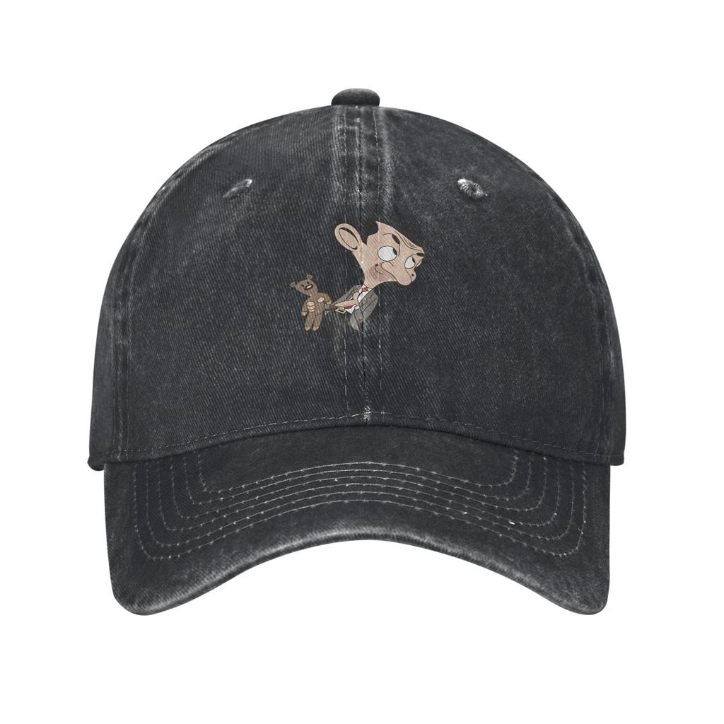Mr Bean Cartoon Sun Baseball Cap Vintage Women Unisex Washed Trucker Hat Sunscreen Print Outdoor Sport Baseball Caps