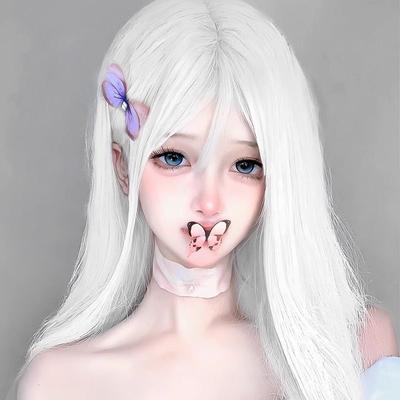 Peluca de Cabello Largo Recto Sintético Dedo Blanco Peluca de Cabello Largo Lolita Diaria Peluca COS Universal de Anime