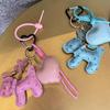 Cute Cartoon Pu Leather Puppy Pendant Y2K Creative Keychain Bag Ornament Backpack Hanging Decoration Car Keyring Gifts