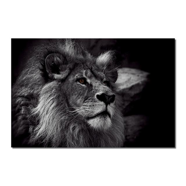 

Лев животное на холсте принт скандинавский постер с изображением льва скандинавский настенный художественный рисунок для гостиной украшение дома безрамное 21x30cm No Framed