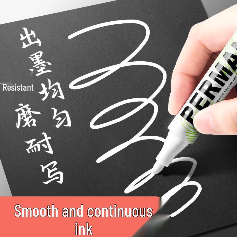 Quick-Dry, Oil-Based Erasable White Marker - Waterproof, Non-Fading, Broad Tip
