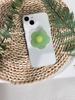 Cartoon Floral Pattern Transparent Phone Stand Foldable Ring Buckle Stand Green