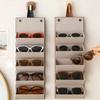 Retro Foldable Glasses Organizer - PU Leather 4/6 Slot Eyewear Case, Portable Sunglasses Holder for Purse/Backpack Storage