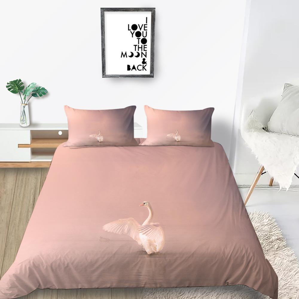 Home Bedclothes Decor Bed Quilt Cover Set Modern Bedspread 3D Birds Design Printing Microfiber Bedding Suit