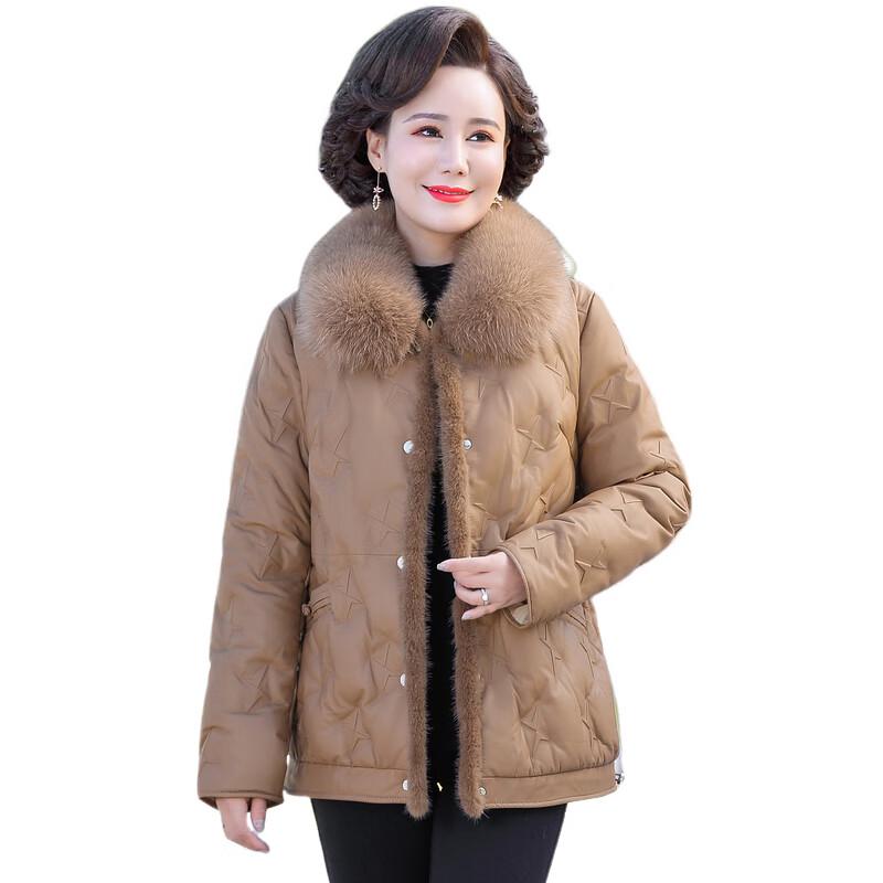 Women's Mid-Aged Short Down Jacket with Faux Fur Collar