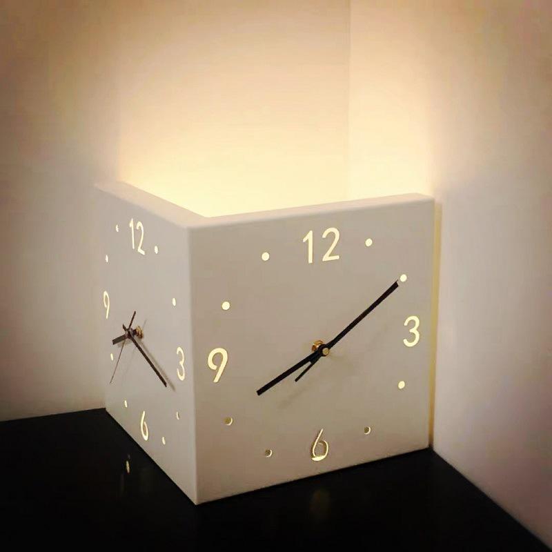 Creative Modern Double-Sided Wall Clock for Living Room – Stylish Corner Design, Minimalist Ins Style
