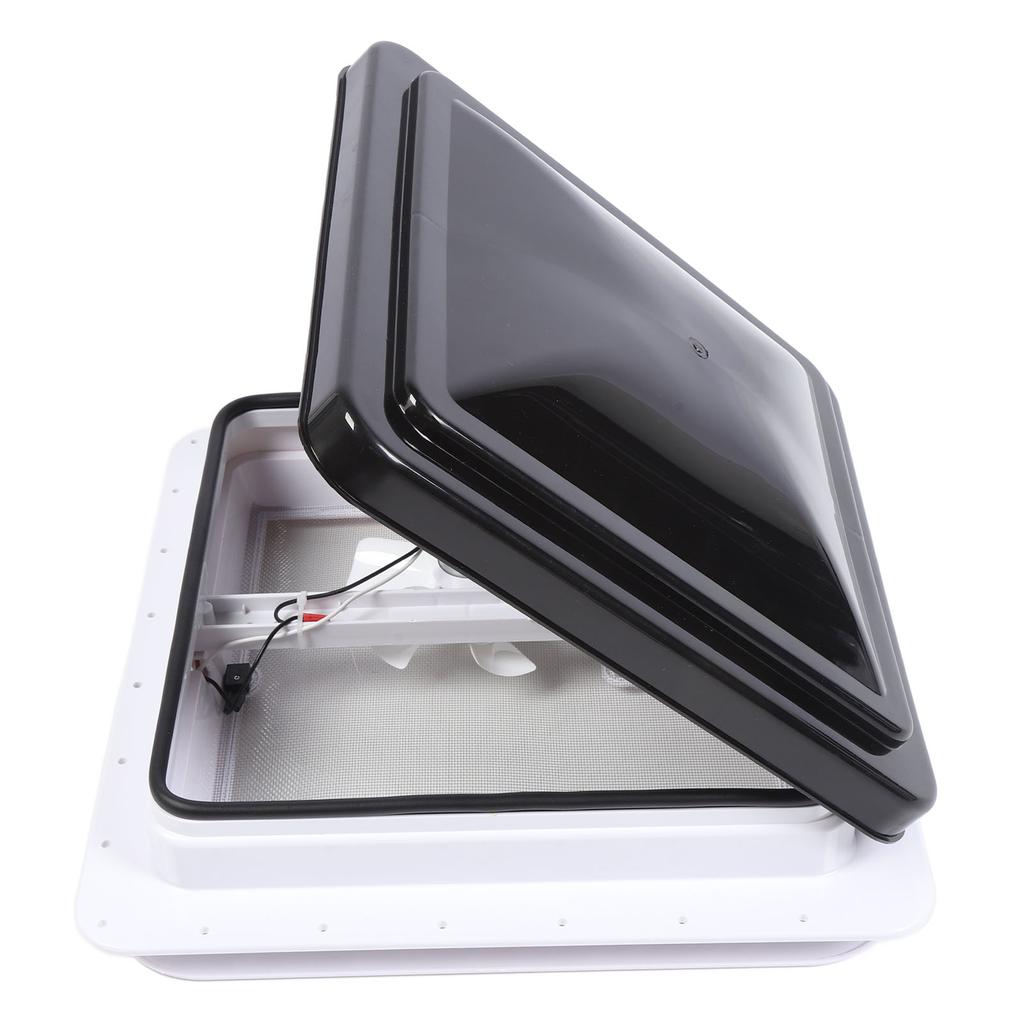 14in RV Roof Vent Fan with DC12V Motor Sun Resistant 6 Inch Blade Black Cover for Trailers Motorhomes
