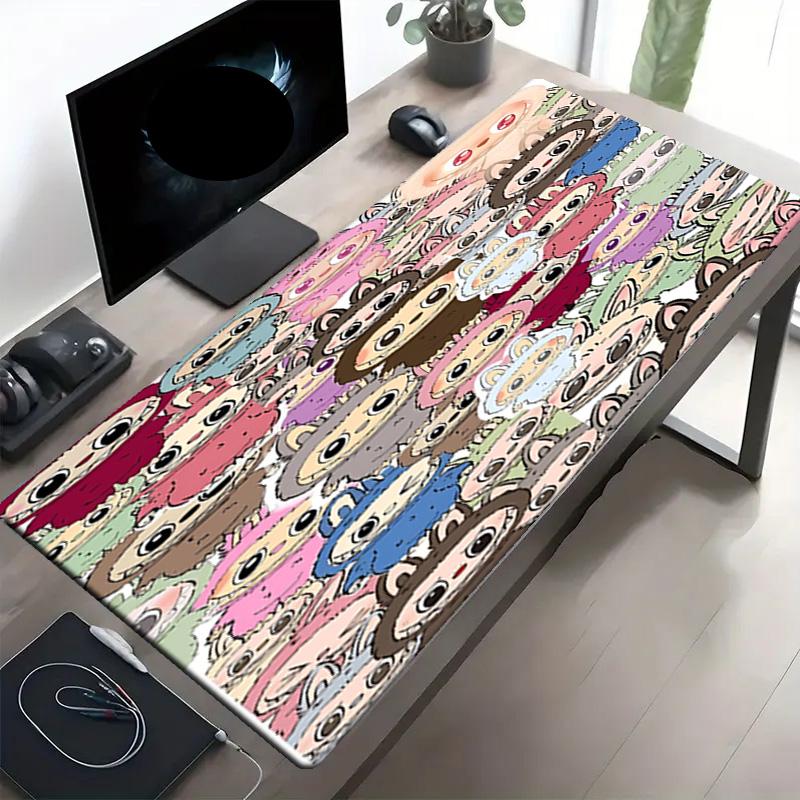Labubu Print Mouse Pad, Anti‑Slip Desktop keyboard Mat, for PC Laptop Gaming Working Daily Use, Cool Festival Surprise Gift