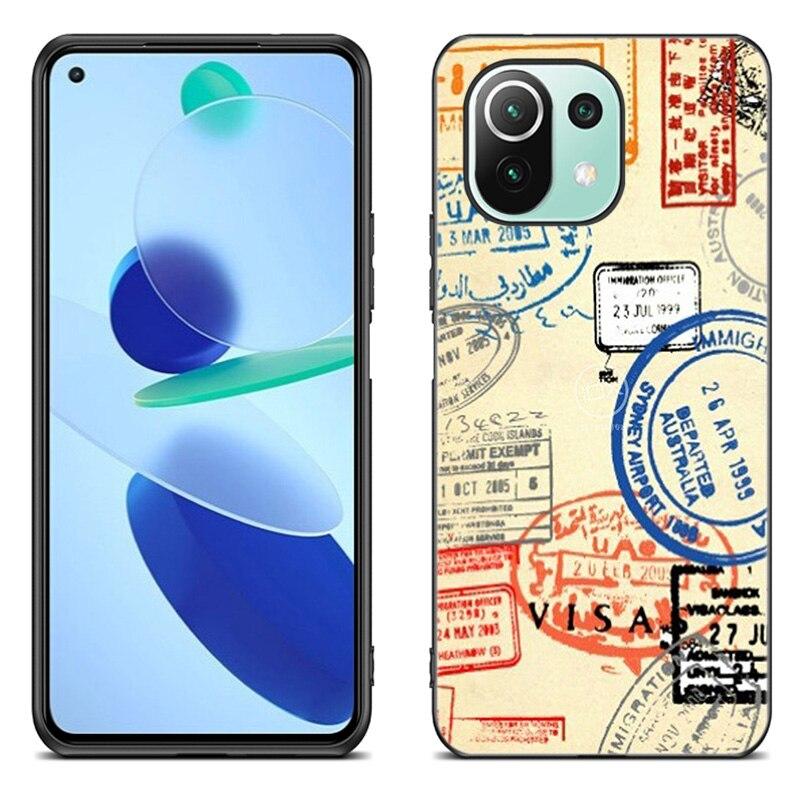 Lustige Reisekarte Telefonhülle für Xiaomi Mi 11 Lite NE 11i 10T 11T Pro A2 A3 Lite POCO F3 M3 M4 C31 X3 Pro NFC GT Schwarze Softcover