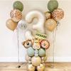 40pcs Jungle Retro Animal Balloon Set Lion Giraffe Balloon 1-9 Birthday Decoration Anniversary Jungle Theme Party Decoration