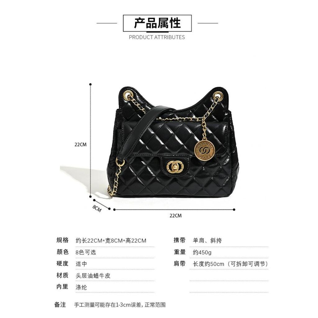 Tmall elf niche leather messenger bag women's first layer cowhide small fragrant wind rhombus chain bag single shoulder women's bag wholesale