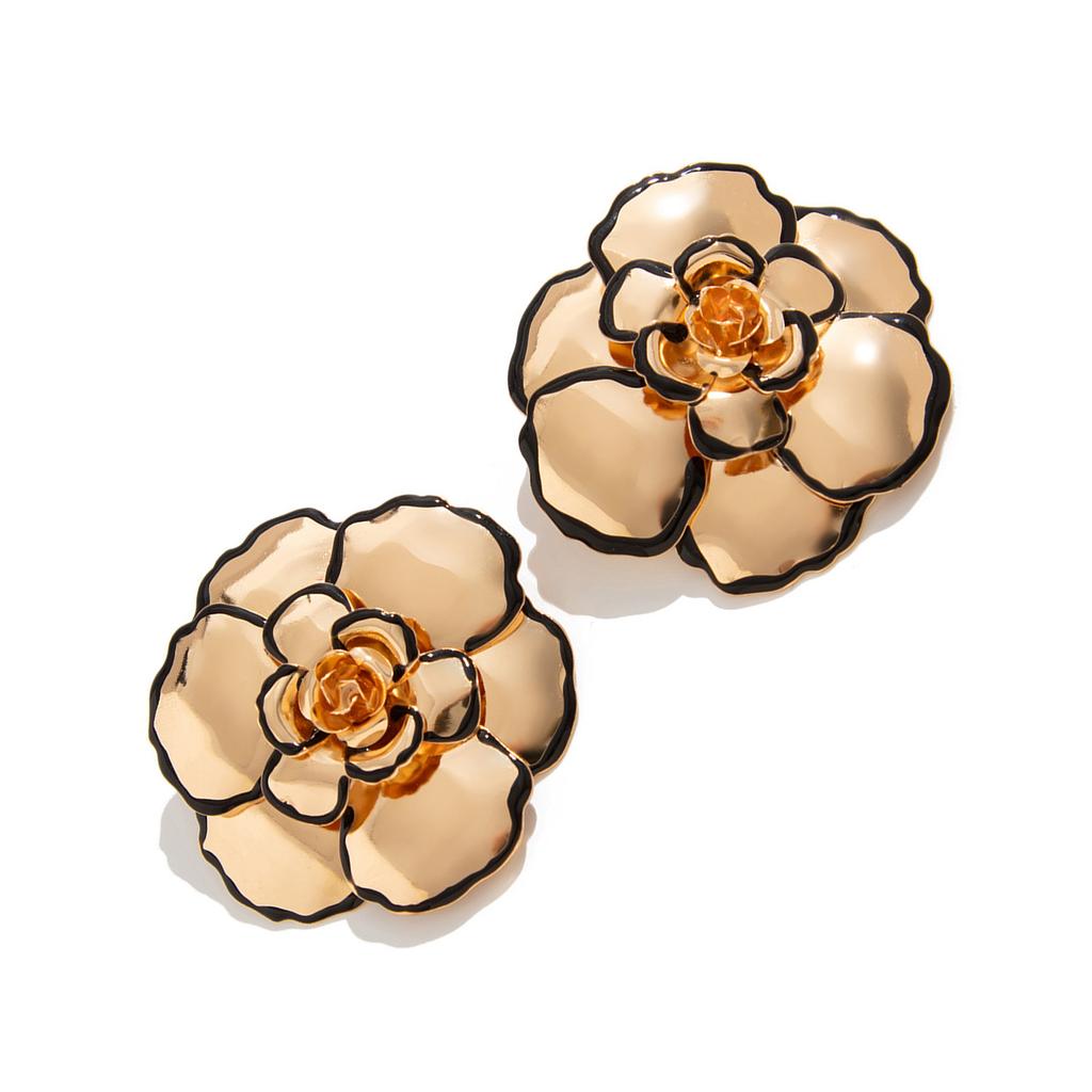 Vintage Gold Geometric Floral Statement Earrings/Necklace Exaggerated 3D Flower Jewelry Accessories Gift For Women