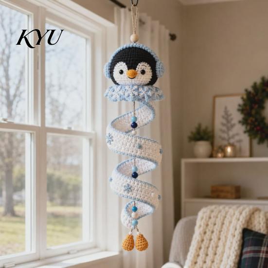 Handgefertigter Geister-Anhänger Zubehör DIY Häkelset, Geister-/Pinguin-/Hirsch-/Lebkuchenmann-/Kürbisform, Spiralmuster Bastelornament für Halloween Zuhause