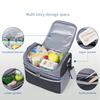Insulated Double-Layered Lunch Bag Versatile Black & Gray Oxford Fabric, with Shoulder Strap or Carry Handle