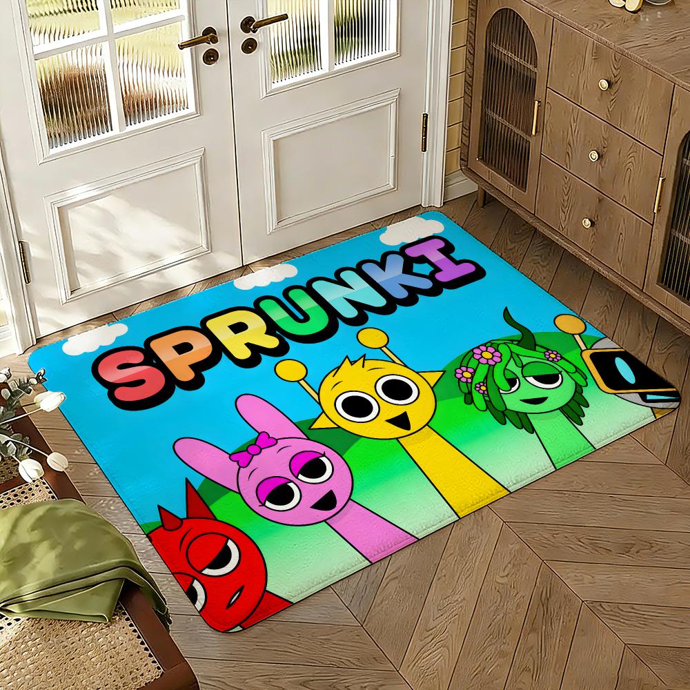 Game S-Sprunki Brithday Floor Mat Soft Thickened Absorbent Non-Slip Bedroom Living Room Door Mat Home Decor Flannel Rugs