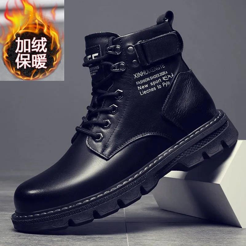 Fashion Ankle Boots for Man PU Leather Men's Sports Shoes Autumn Winter Comf High-top Timberland Boot Casual Outdoor Men Motorcycle Boot