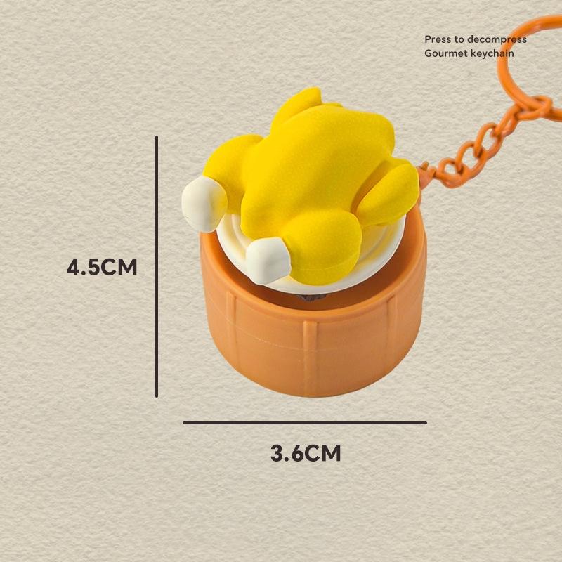 Mini Porte-clés Gourmand Décompression Jouet Anti-stress Mignon Burger Sushi Avocat Durian Pendentif Sac à Dos Décor