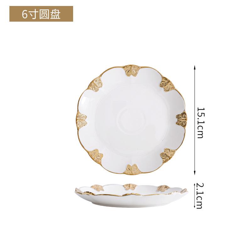 

Circular Butterfly Phnom Penh Art Ceramic Plate, Utensils, Dessert Plate, Family Breakfast Plate, Kitchen, Restaurant Utensils