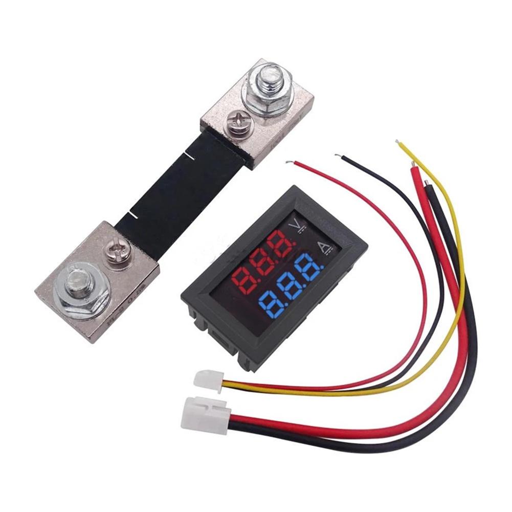 2 In1 Multimeter 0.56inch LED Display Digital Voltage Current Tester DC0-100V 10A 50A 100A High Precision for Home Office