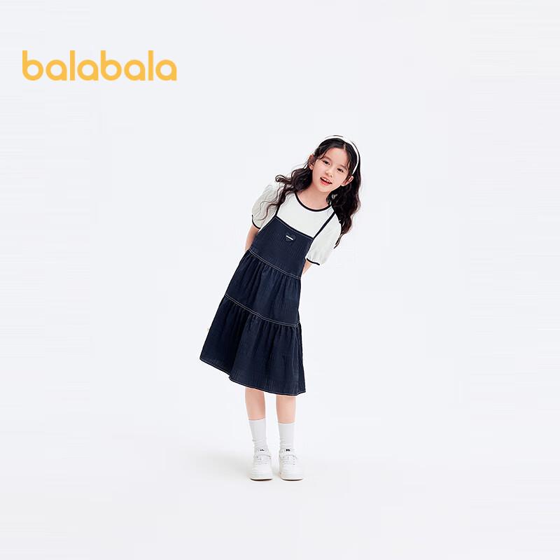 Balabala Girls  Faux Two-Piece Summer Dress 120