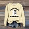 Women's Fashion Casual Long Sleeve Halloween Printed  Neck Sweatshirt