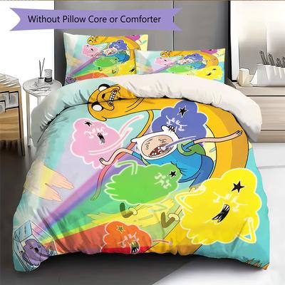 Adventure Time Pattern Bedding Quilt Set Home Decoration Gift (1 * Duvet Cover + 2 * Pillowcase Without Core)