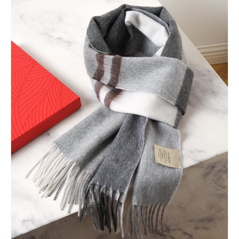 100 pure wool scarves for men and women, winter high-end new plaid scarves, gifts for couples