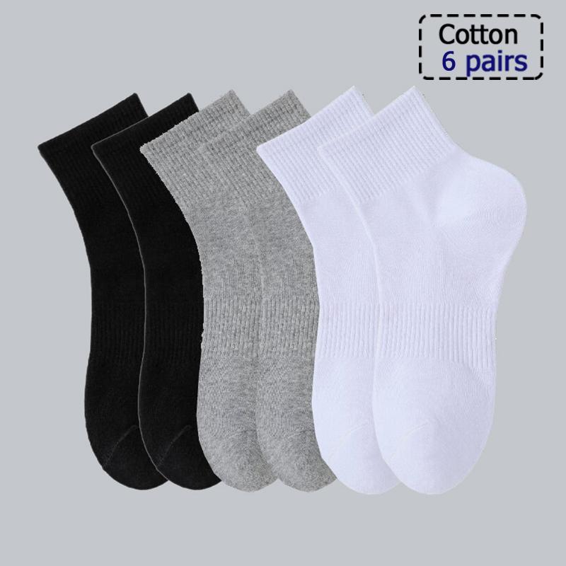 3/5/6 Pairs Cotton Outdoor Sports Socks, Sweat Absorbing and Odor Resistant Cotton Running Basketball Socks, Trendy Socks