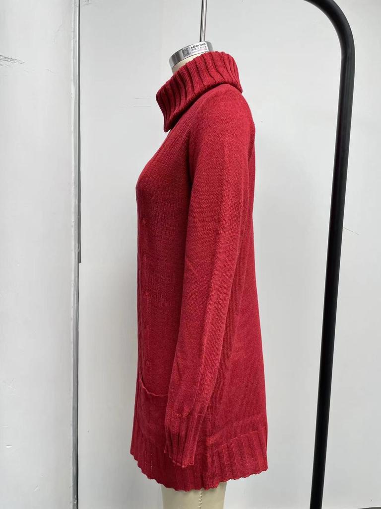 Pulovere moi elegante de bază tricotate topuri modă toamnă și iarnă guler înalt guler rotund tricotat pulover casual cu mânecă lungă pulover