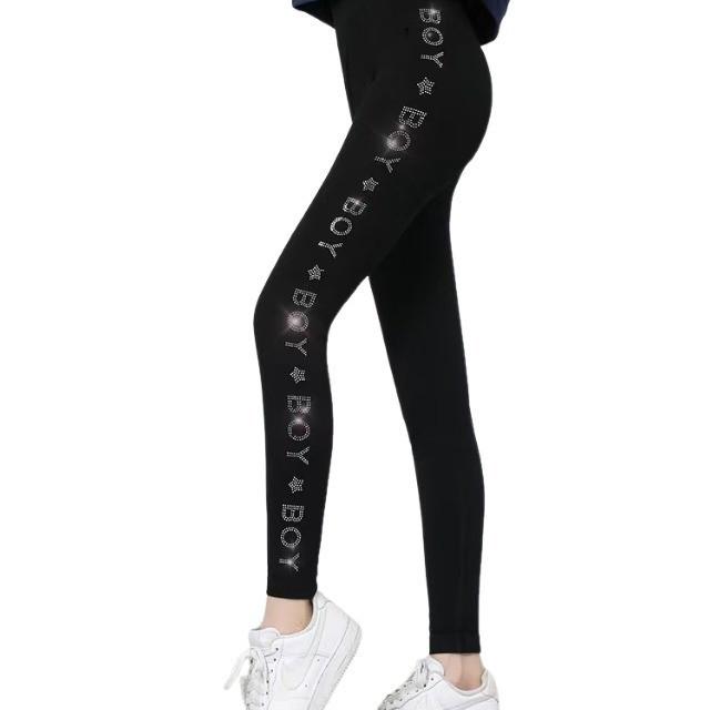 Seitliche heiße Diamanten, große Größe, Leggings für Damen, nahtlose Pull-Up-Hose, integrierte Hose, Oberbekleidung, warm und Fleece-Basis, Neun-Punkte