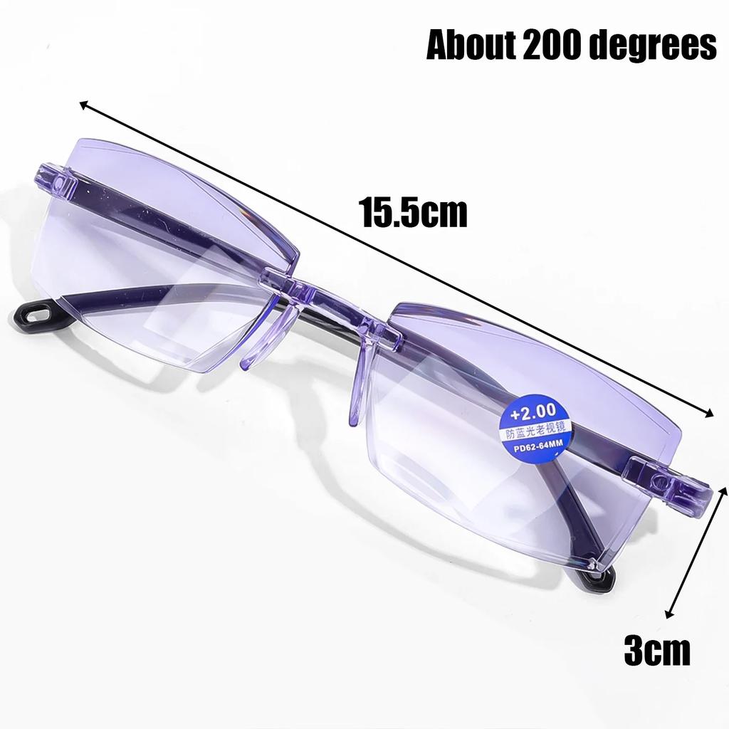 2Pairs Men Women Rimless Reading Glasses Anti Blue Light Bifocal Far Near Magnification Eyewear Presbyopic Glasses +100 +400