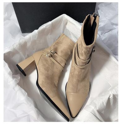 Talons Hauts Bout Pointu Femmes Bottines Daim Élégantes Chaussures Femme Tendance Escarpins Designer Robe Mujer Bottes