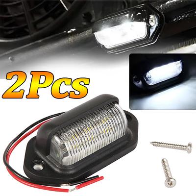 1/2Pcs 6 LED Car License Number Plate Lights Universal Waterproof Taillight SUV Truck Trailer Van Tag Step Lamp White Bulbs