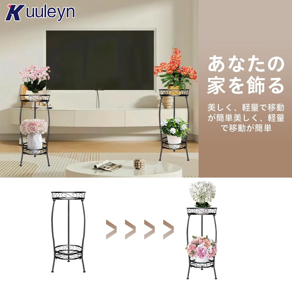 Gartenarbeit Pflanzgefäß Blume Zimmerblume stilvoller Garten Blumenständer für perfekt für Wohnen Büro Regal, Innenbereich, 2-stöckig, Ständer, Regal, Ständer, Regal, Eisen,