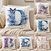 Creative Letters Floral Print Cushion Cover Pillowcase Antidustmite Invisible Zipper Short Plush Sofa Cushion