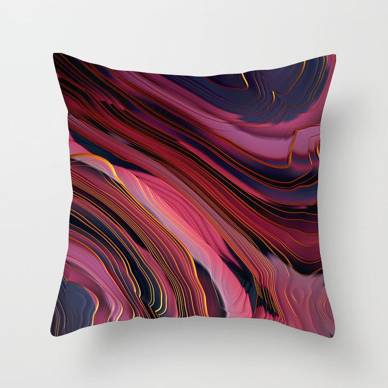 Abstract Landscape Painting Patterns Throw Pillow Cover With Short Plush Print For Living Room Sofa Decoration Cushion Cover