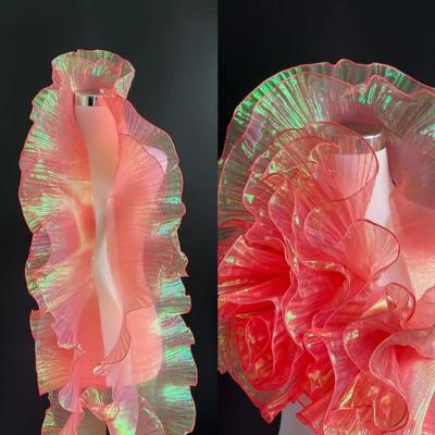 2025 1Yard Gradient Lace Fabric DIY Transparent Pleated Lace Ribbon 15CM Wide Organza Fabric Patchwork Decor