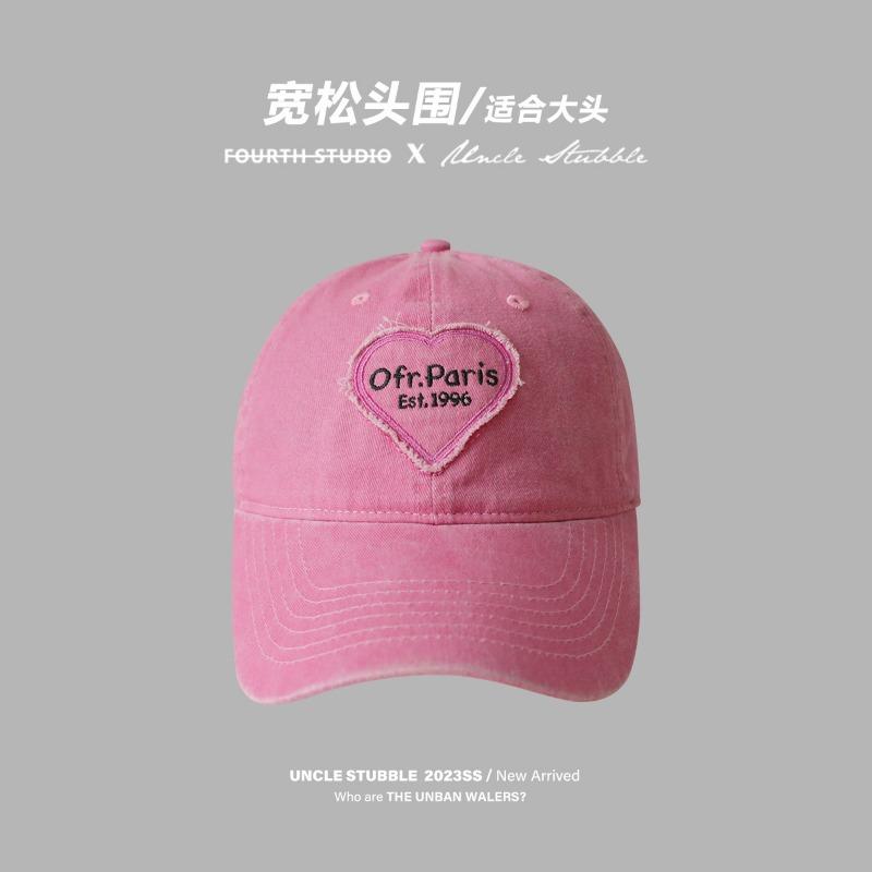 Spring and Summer Big Head Circumference Hat Shows the Face Small Cap Girl Sweet Cool Hot Girl Love Retro Soft Top Baseball Cap Tide