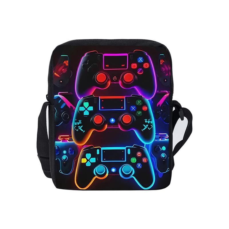 Borsa a Tracolla Singola Quotidiana con Design Gamepad per Bambino/Bambina Migliori Regali Borsa a Tracolla Casual Piatta 2D Cartoon