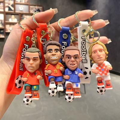Schlüsselanhänger Anhänger, Fußballstar Figur Schlüsselhalter mit Lanyard, Taschenanhänger für Rucksäcke Handtaschen Autos Geldbörsen