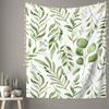 VIKAMA Green Leaf Tapestry Watercolor Plants Natural Fresh Wind Bedroom Living Room Background Wall Zen Meditation Corner Decor
