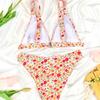 Small Floral Print Backless Sexy Two Piece Swimsuit Elegant For Vacation
