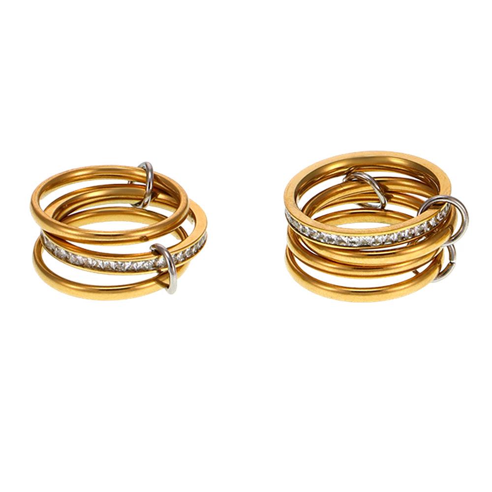 Qiong Yao 2mm Women's Color Block Stackable Interlocking Ring Set