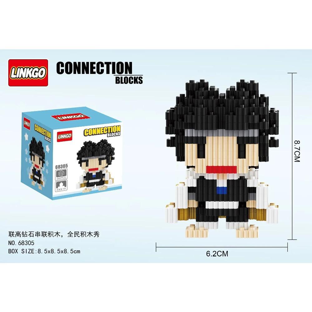 Linkgo Anime Connection Stavebnice Goku Luffy Demon Slayer Nezuko Stitch Pikachu Sasuke 3D Model Mini Cihlová Figurka Hračky