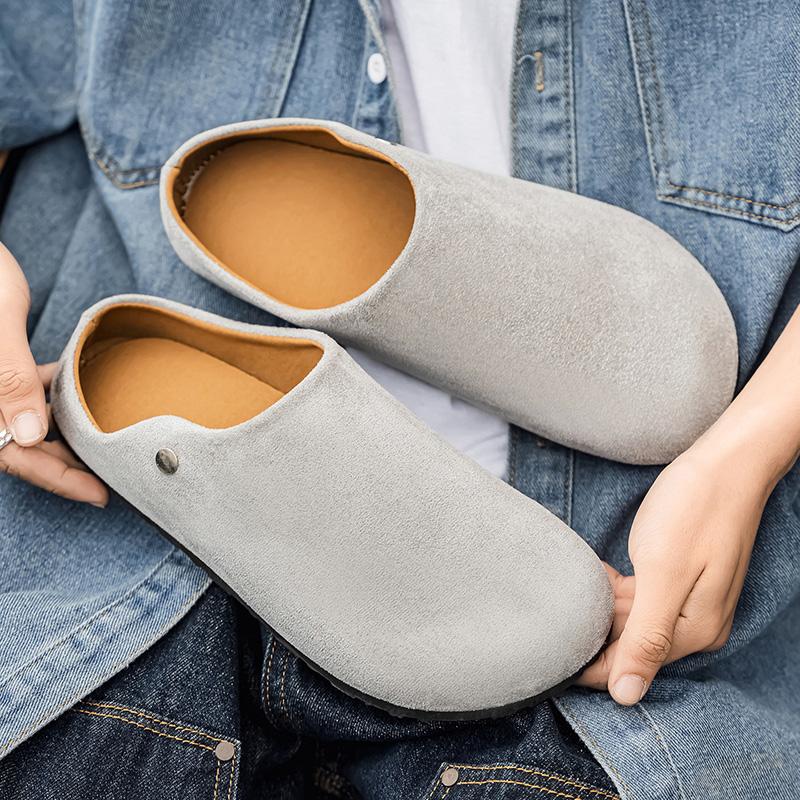 Large size velvet warm soft-soled Birkenstocks non-slip semi-drag lazy shoes