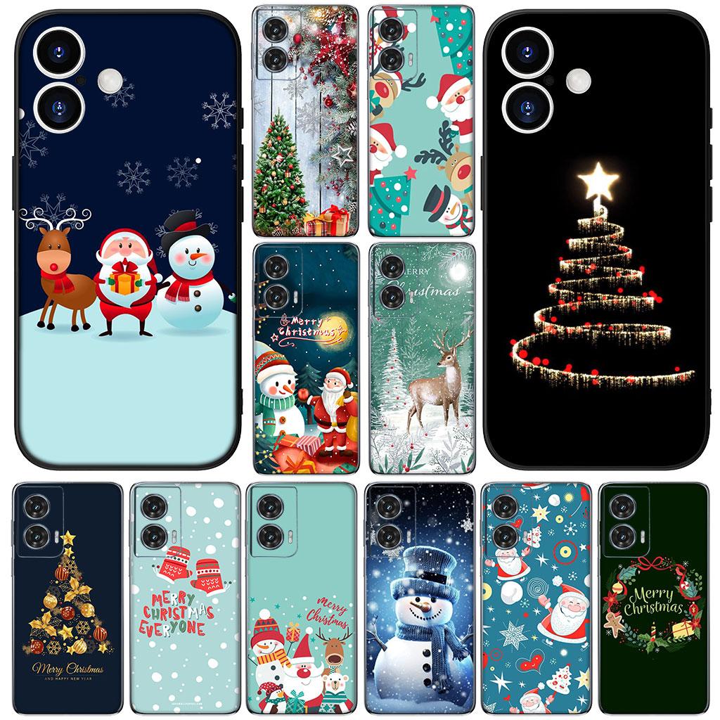For Motorola Moto G82 G20 G22 G23 G32 G9 G8 G7 Power Plus G41 G52 G30 G71 E22 E13 E20 E32 Case Merry Christmas Tree Deer Snowman