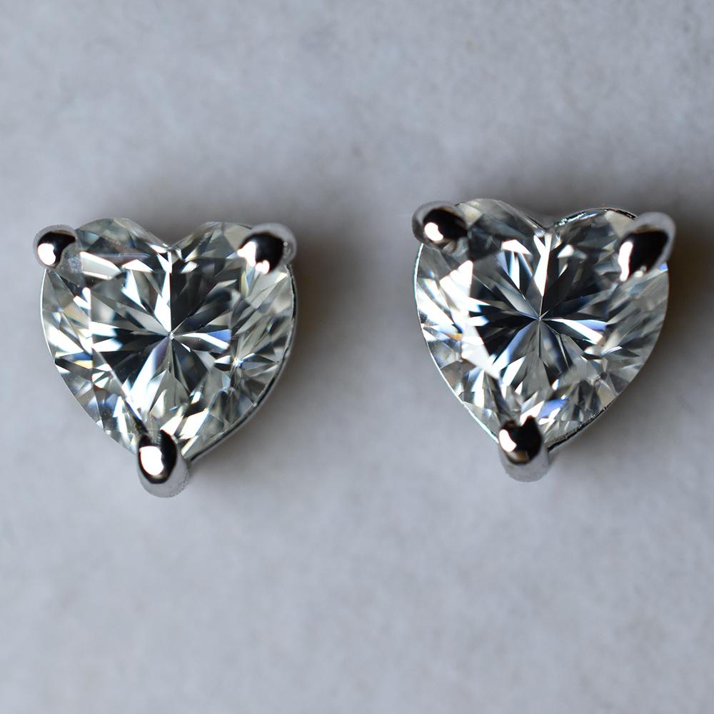 Perfect Heart Earring Pair 11 Ct CERTIFIED Synthetic White Moissanite Free Gift MY.ER-22-NS