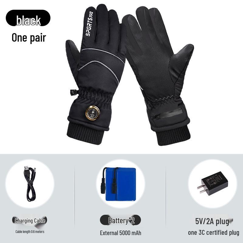Heated Waterproof Winter Gloves: Electric Motorcycle & Ski Wear for Men and Women, Thickened with Velvet, Cold-Resistant.