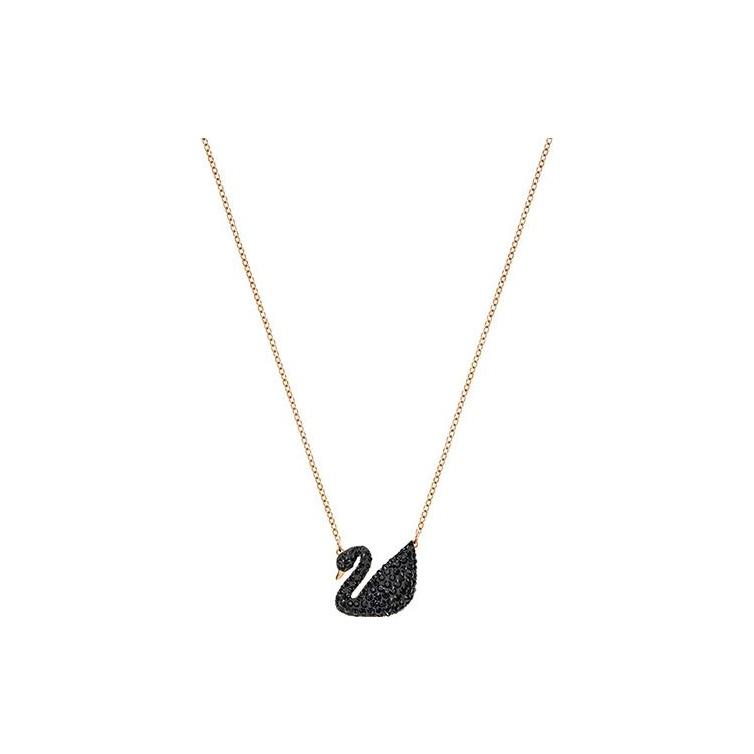 Swarovski Black Swan Large Crystal Rose Gold Plated Imitation Crystal Necklace Women Necklace 5204134